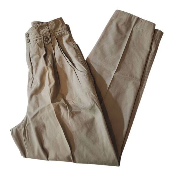 Vintage Ladies Liz Sport Khaki High Waist Pleated Trouser Size 4 - Picture 1 of 9